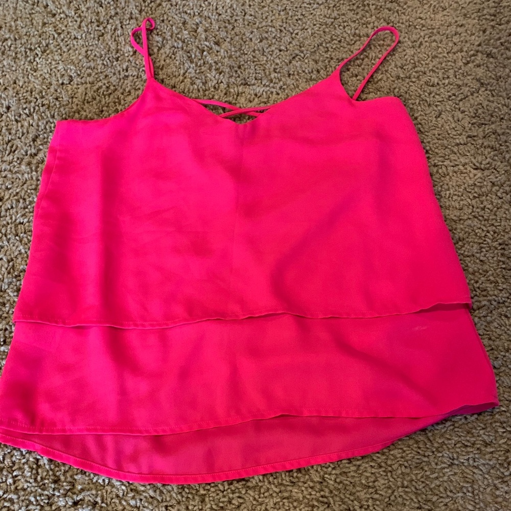 Pink chiffon strappy tank
